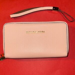 Michael Kors Blush Pink Wristlet Wallet Double Zipper New Without Tags Leather